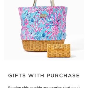 Lilly Pulitzer Celestial Seek & Sea Basket Tote w mini. Perfect for Easter. NWOT